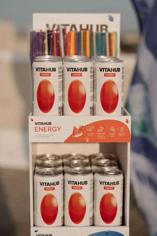 Напиток безалкогольный тонизирующий газированный без сахара VITAHUB Energy со вкусом арбуз-клубника